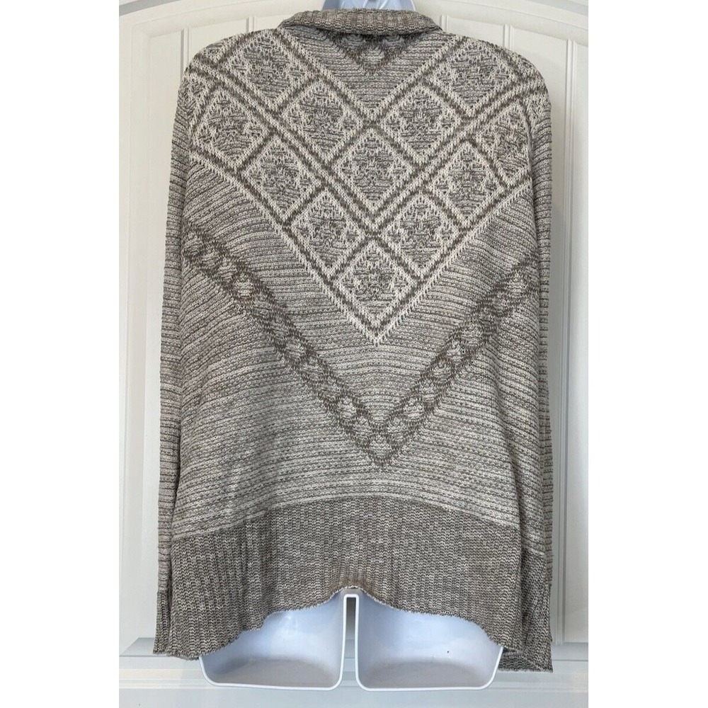 Vanity Womens Large Brown/ Gray Open Front Cardigan Sweater Knit Long Sleeve - Picture 3 of 10